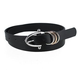 CTM Women's Skinny Dress Belt with Triple Ring Detail